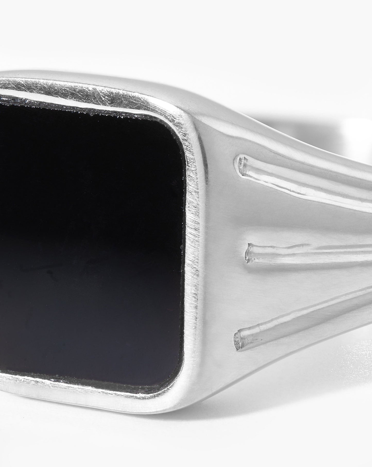 Sterling Silver Square Signet Ring with Black Spinel