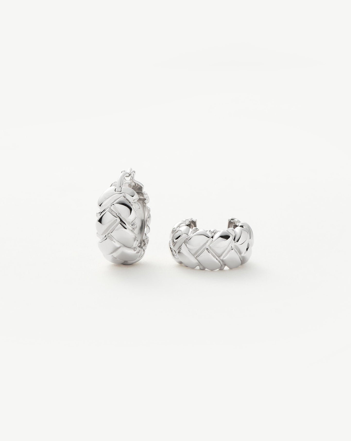 Sterling Silver Waffle Mini Hoop Earrings