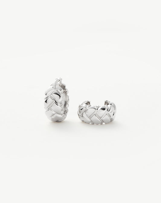 Sterling Silver Waffle Mini Hoop Earrings