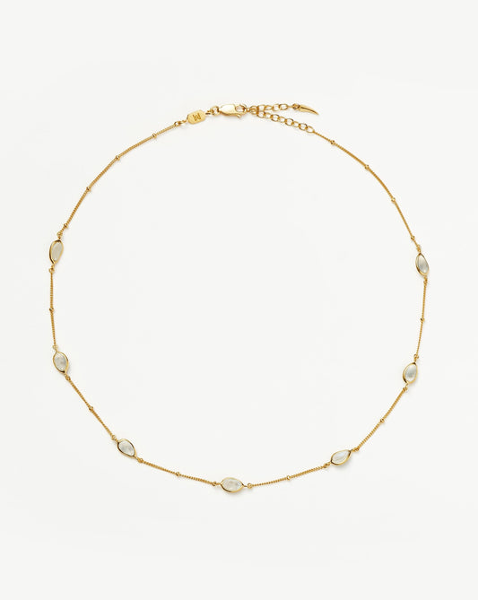 Gemstone Charm Choker in 18k Gold Vermeil and Silver