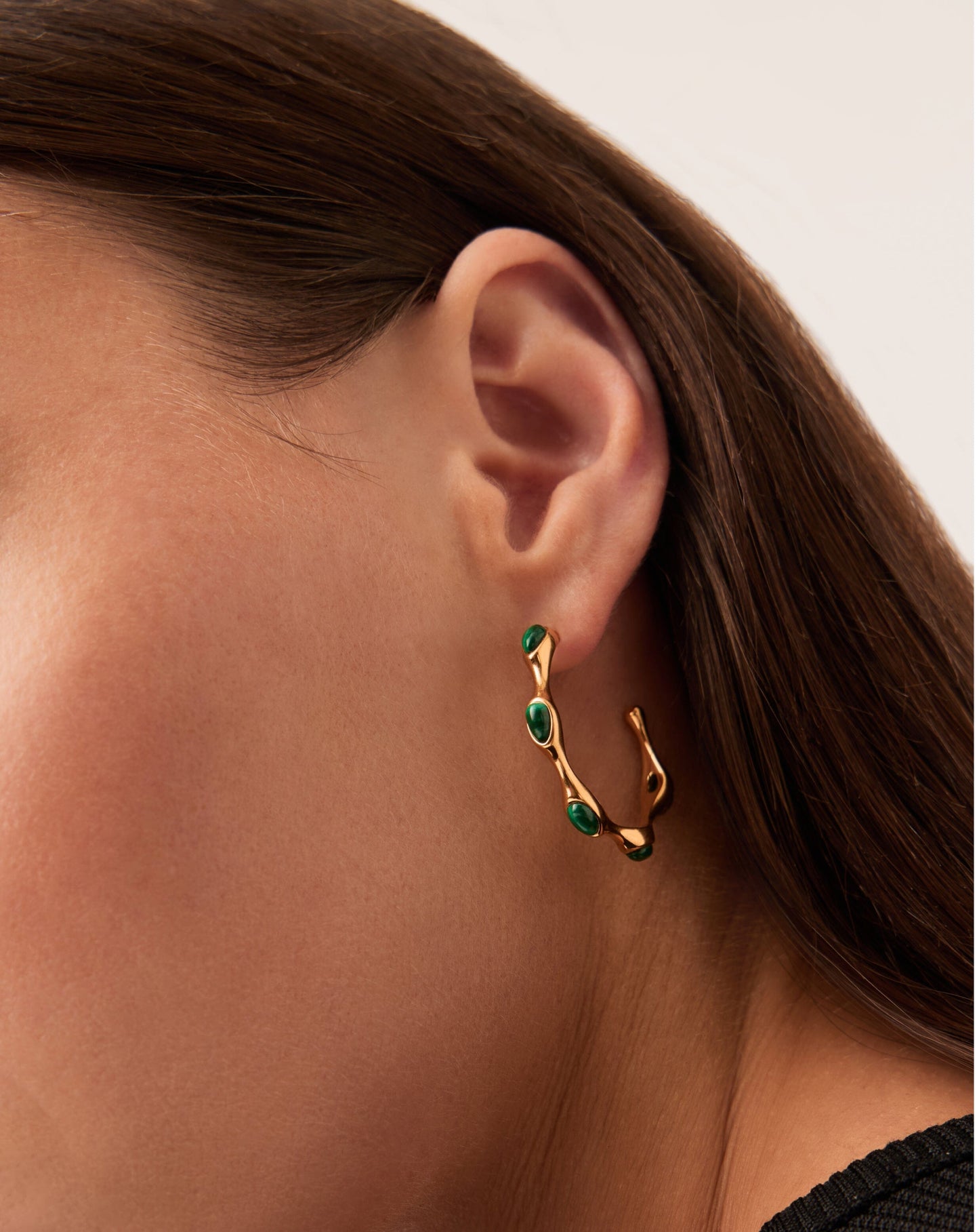 Medium Hoop Earrings with Gemstone and Gold Plating