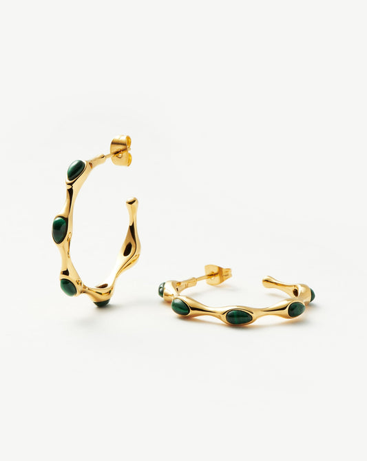 Medium Hoop Earrings with Gemstone and Gold Plating