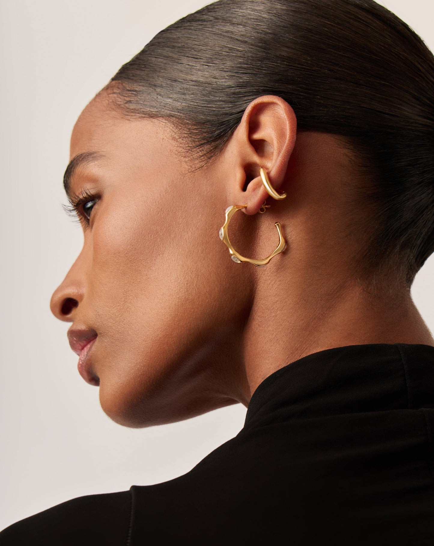 Medium Hoop Earrings in 18k Gold Plated Silver