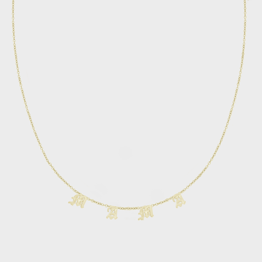 14k Gold Mama Necklace for Everyday Wear