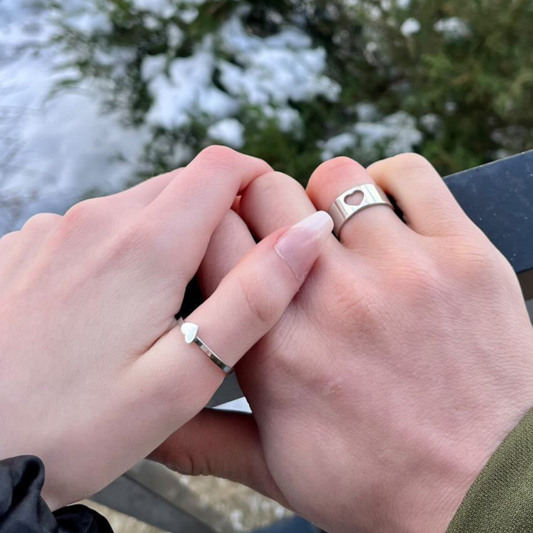 Heart Shaped Ring Set for Couples