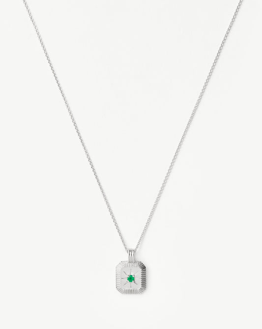 Green Chalcedony May Birthstone Pendant Necklace