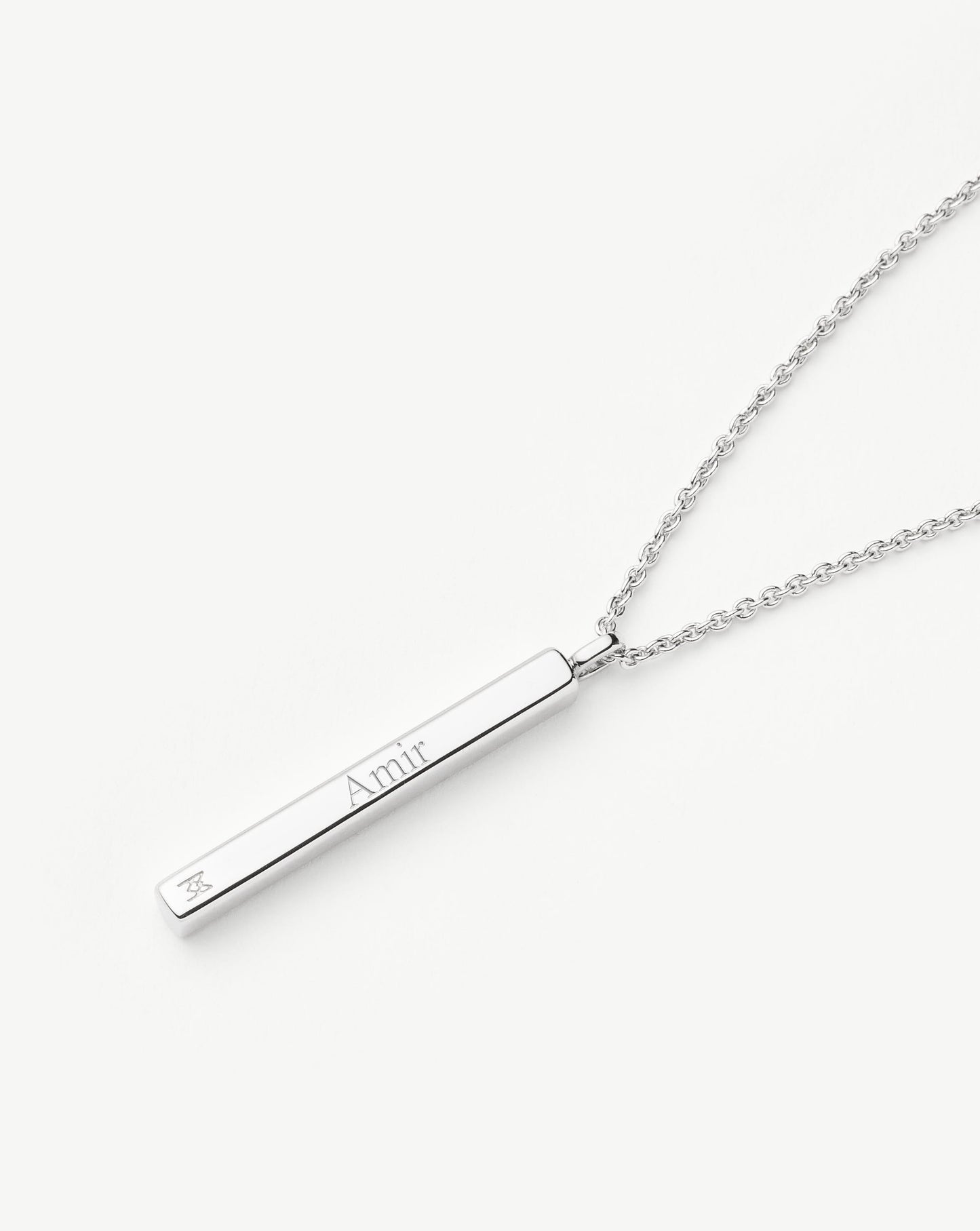 Sterling Silver Engravable Tag Pendant Necklace for Men 1