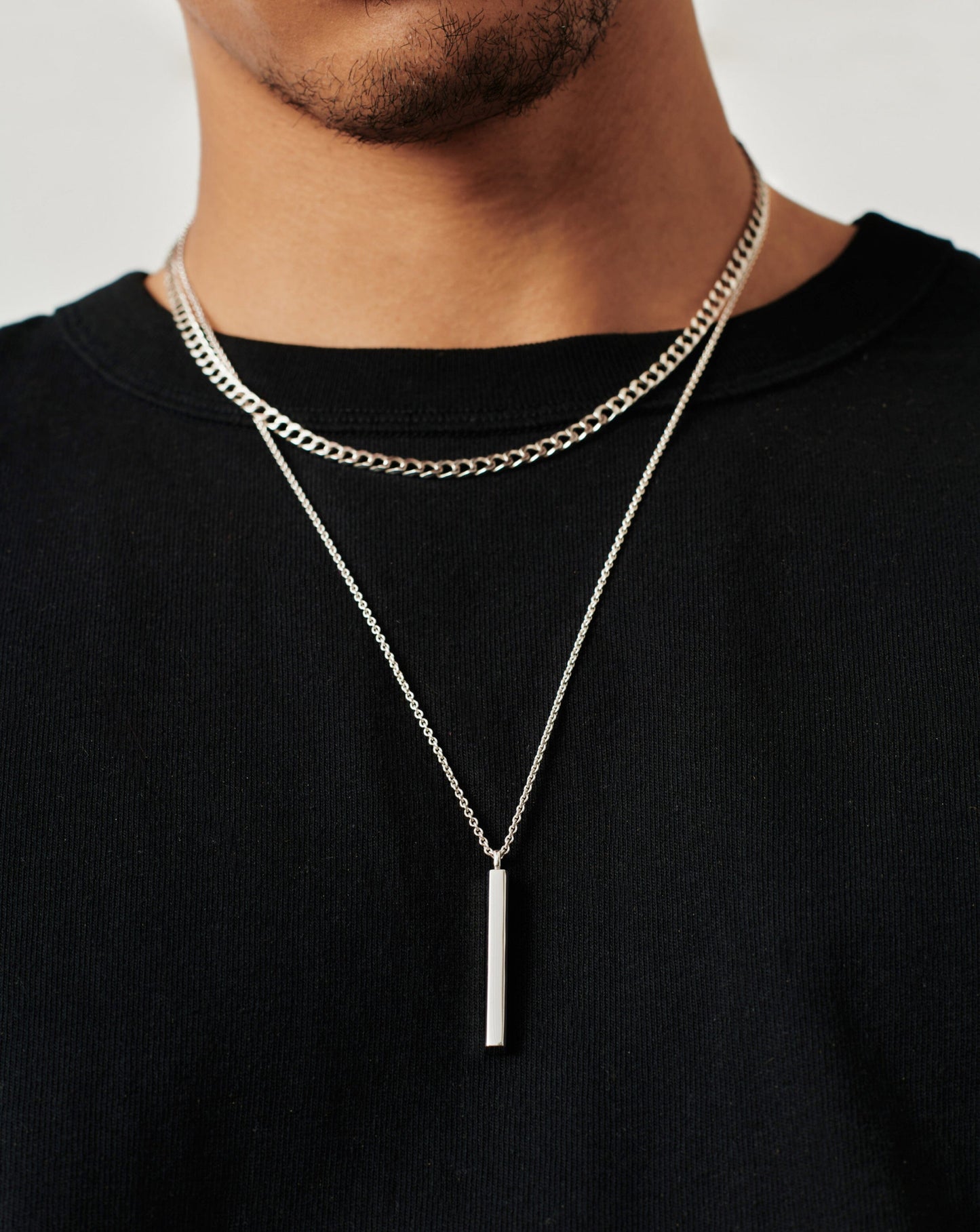 Sterling Silver Engravable Tag Pendant Necklace for Men 1