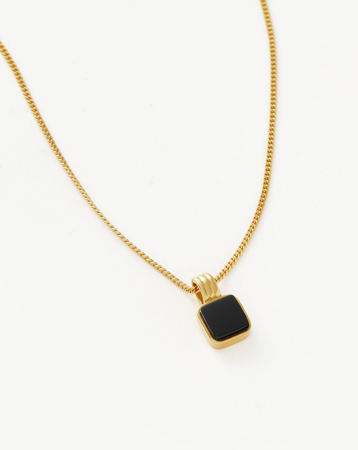 Square Black Onyx Pendant Necklace for Men