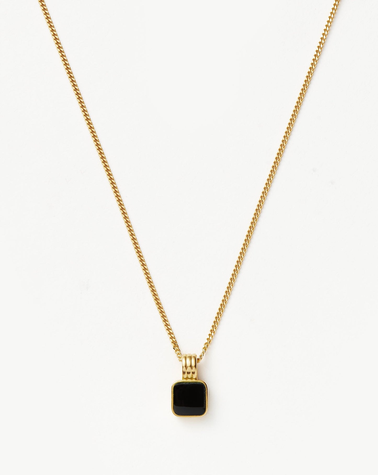 Square Black Onyx Pendant Necklace for Men