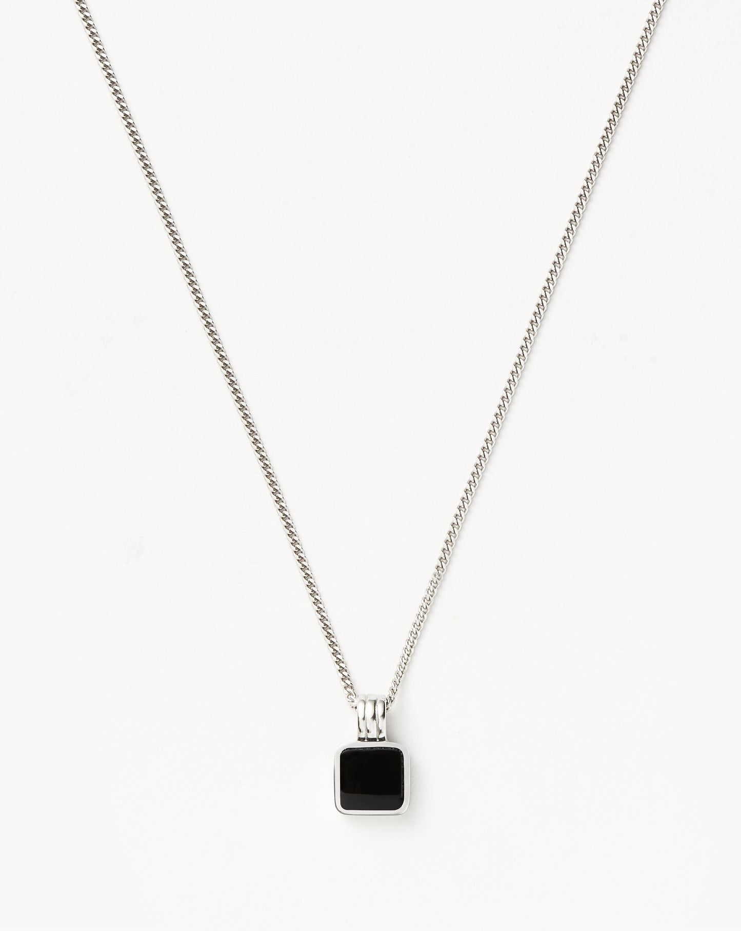 Men's Square Black Onyx Pendant Necklace