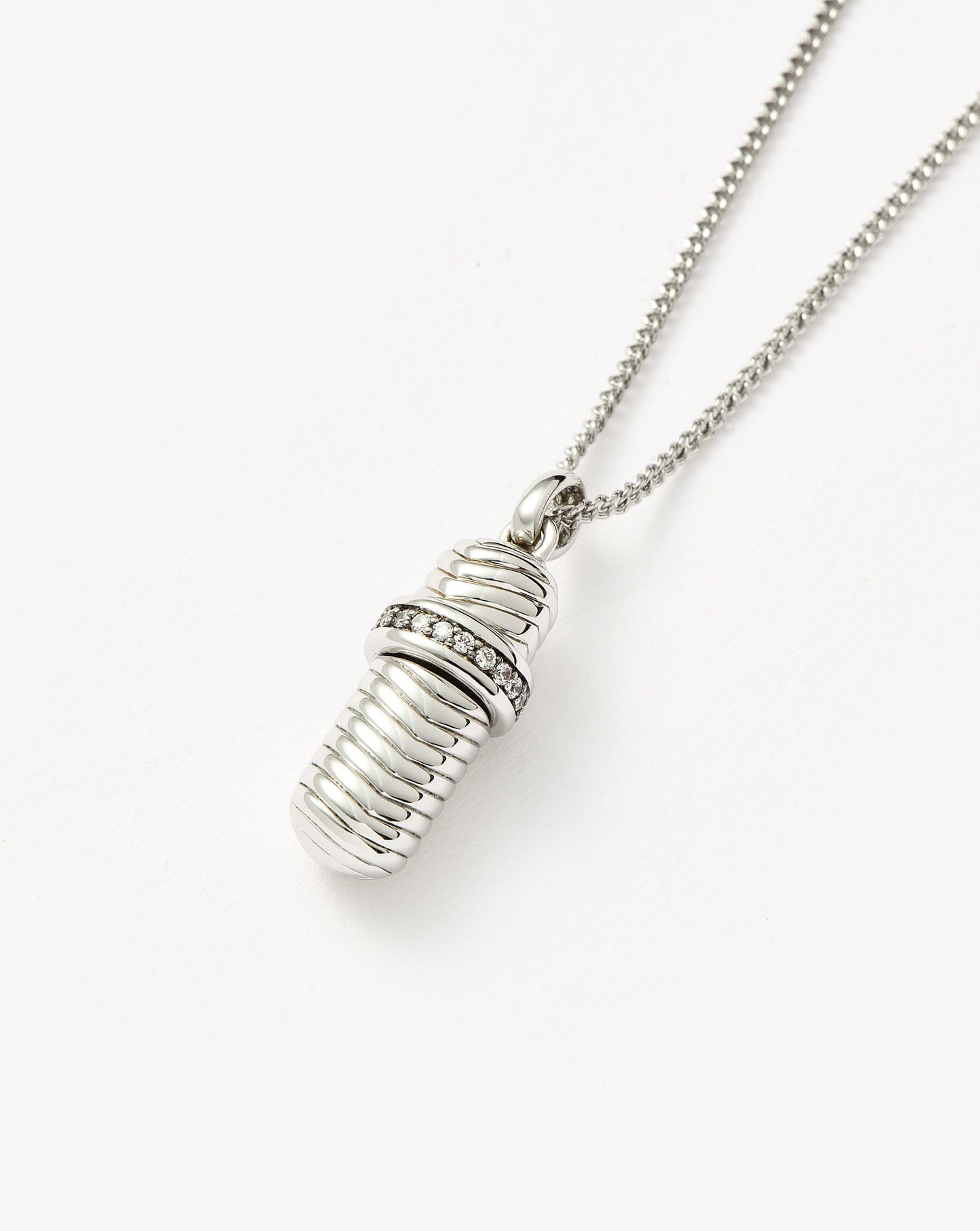 Silver Plated Ridge Pendant Necklace in Bottle Design