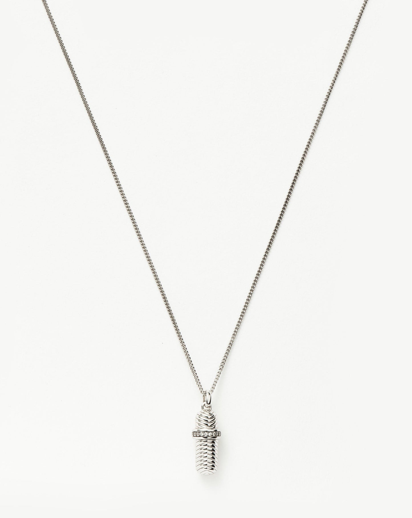 Silver Plated Ridge Pendant Necklace in Bottle Design