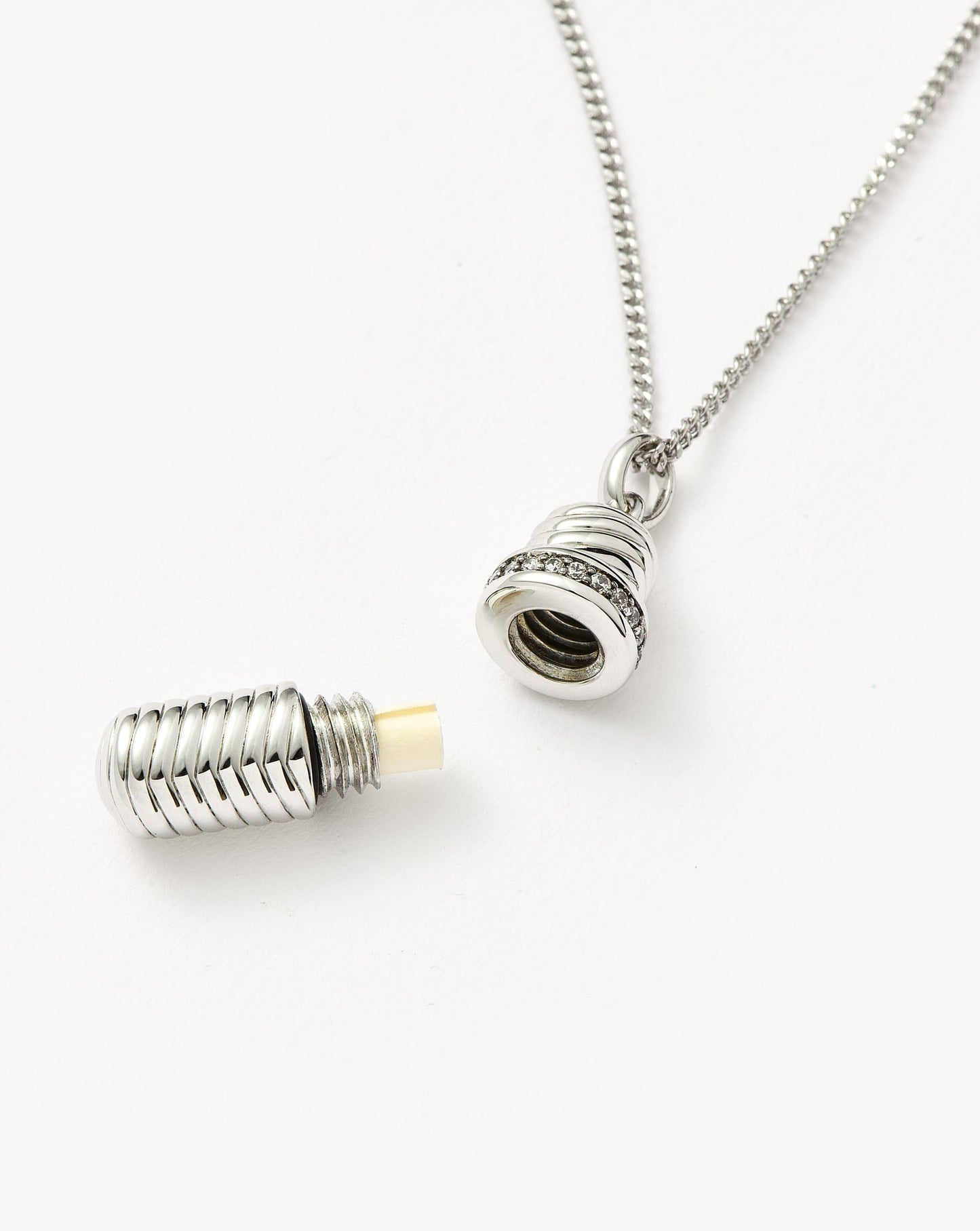 Silver Plated Ridge Pendant Necklace in Bottle Design