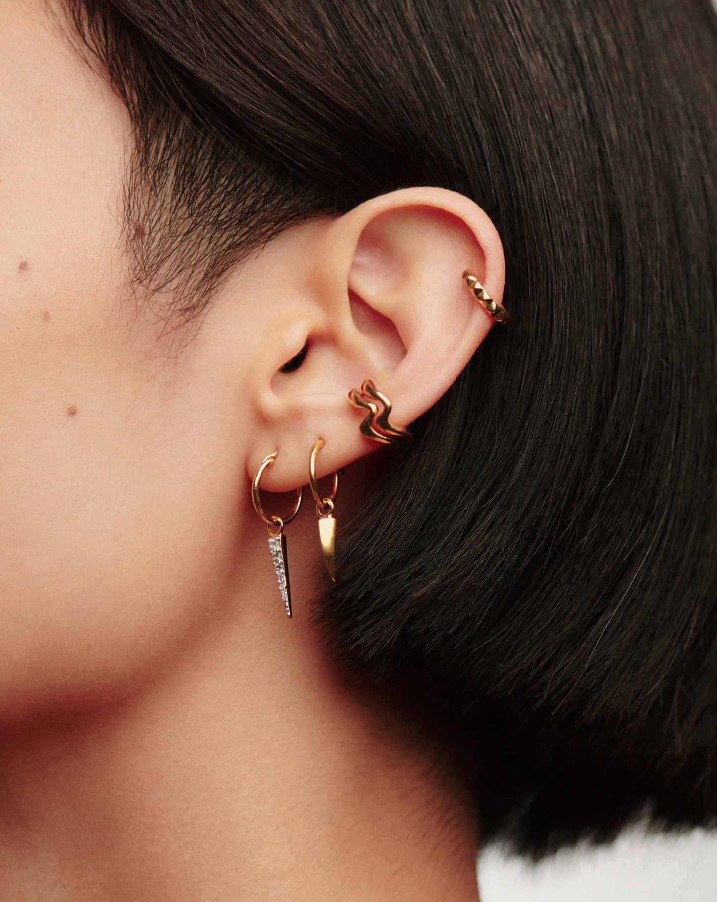 Small Claw Charm Hoop Earrings in Silver