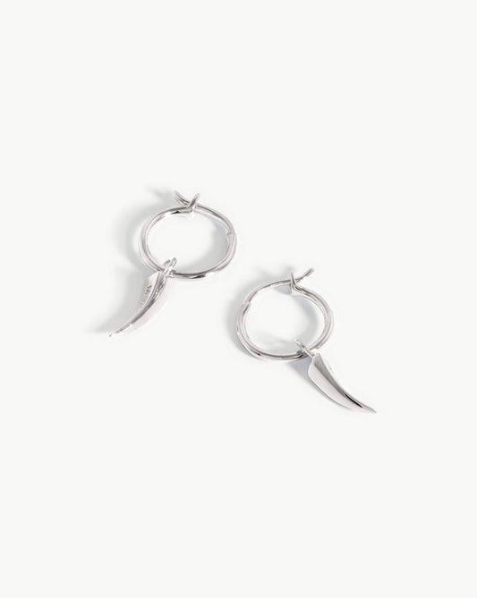 Mini Claw Design Hoop Earrings in Silver