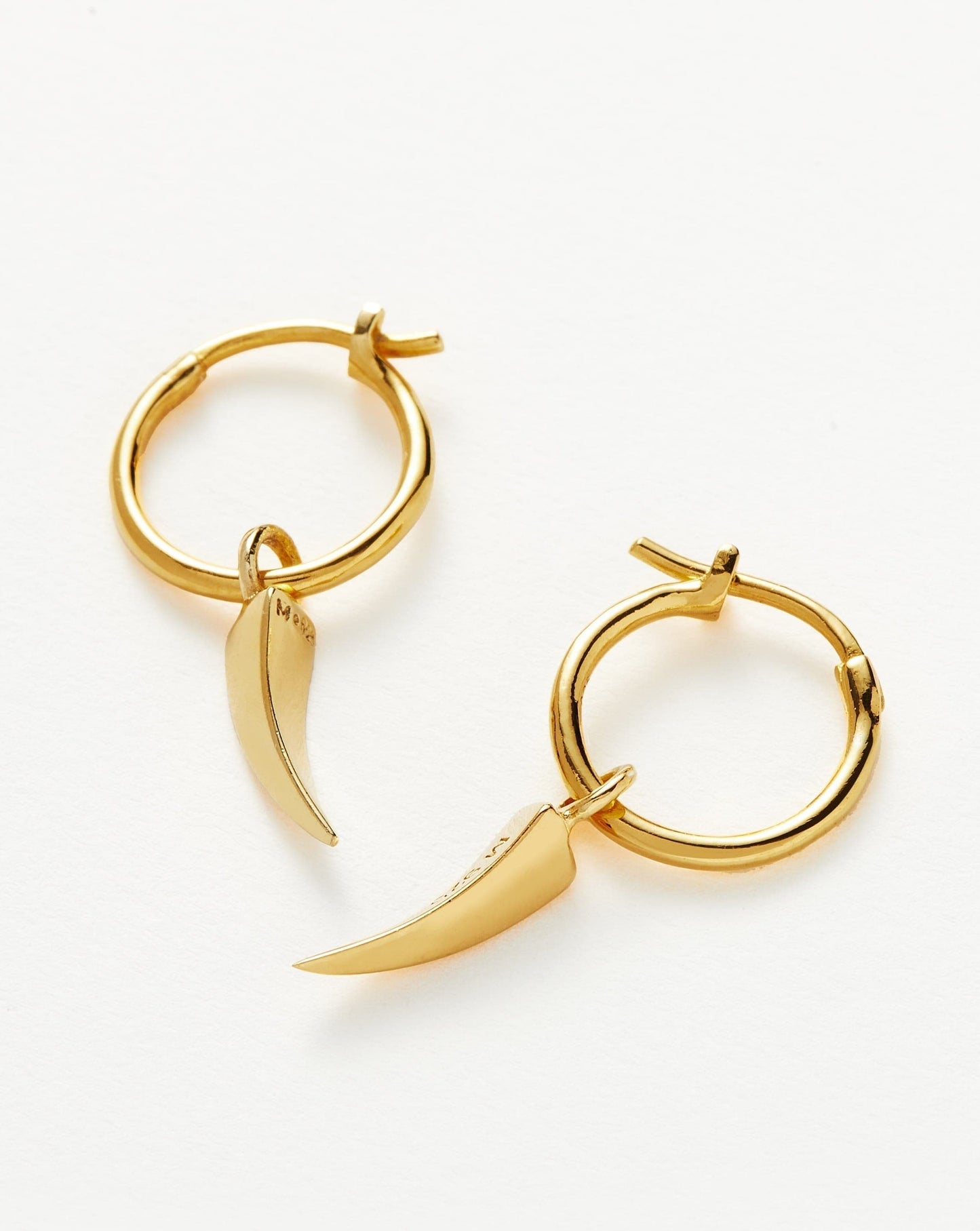 Small Claw Charm Hoop Earrings in Silver