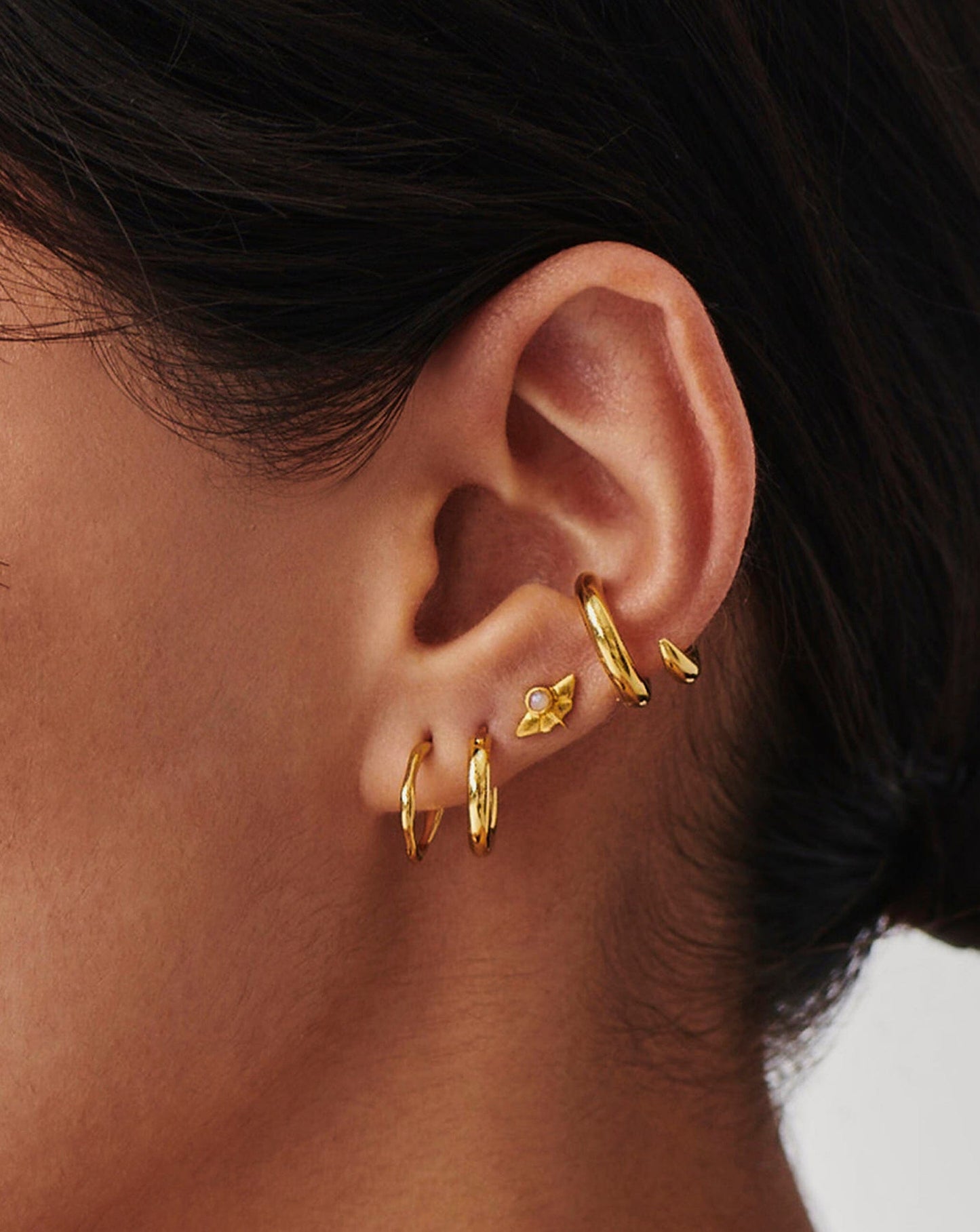 Mini Molten Hoop Earrings in 18k Gold Vermeil