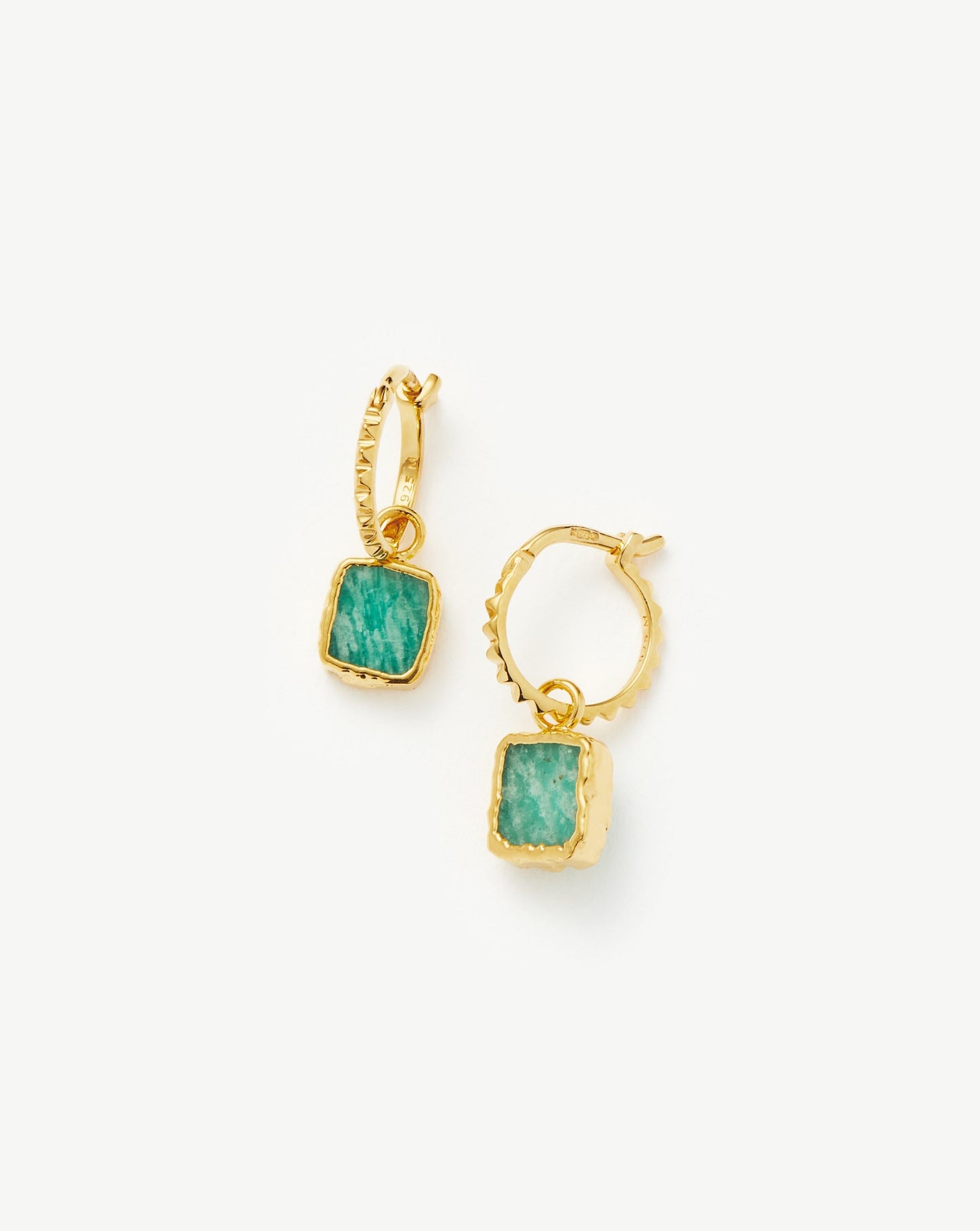 Gold Vermeil Mini Pyramid Charm Hoop Earrings