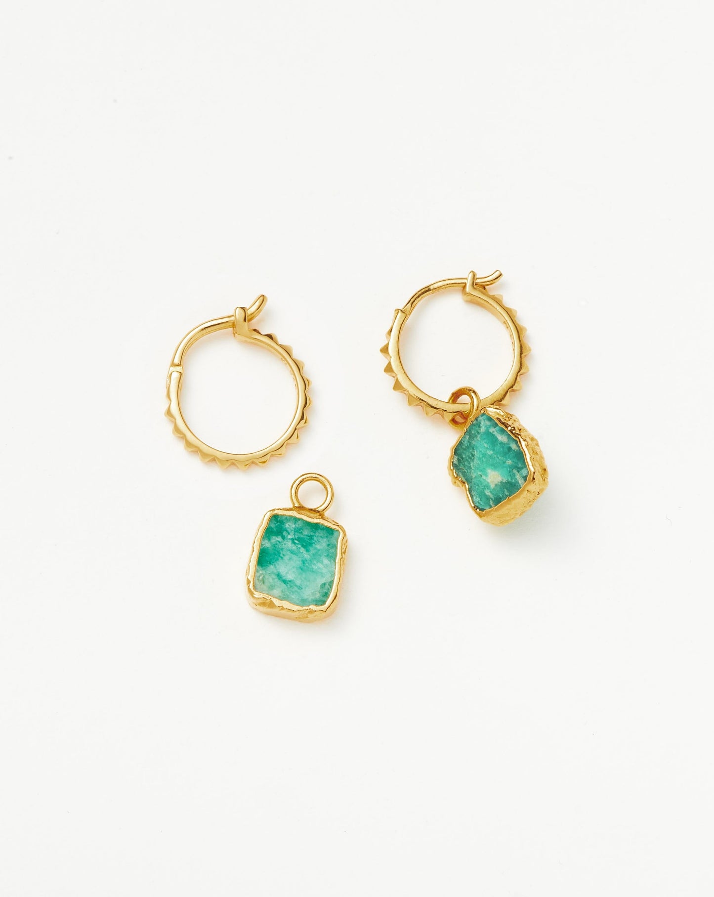 Gold Vermeil Mini Pyramid Charm Hoop Earrings