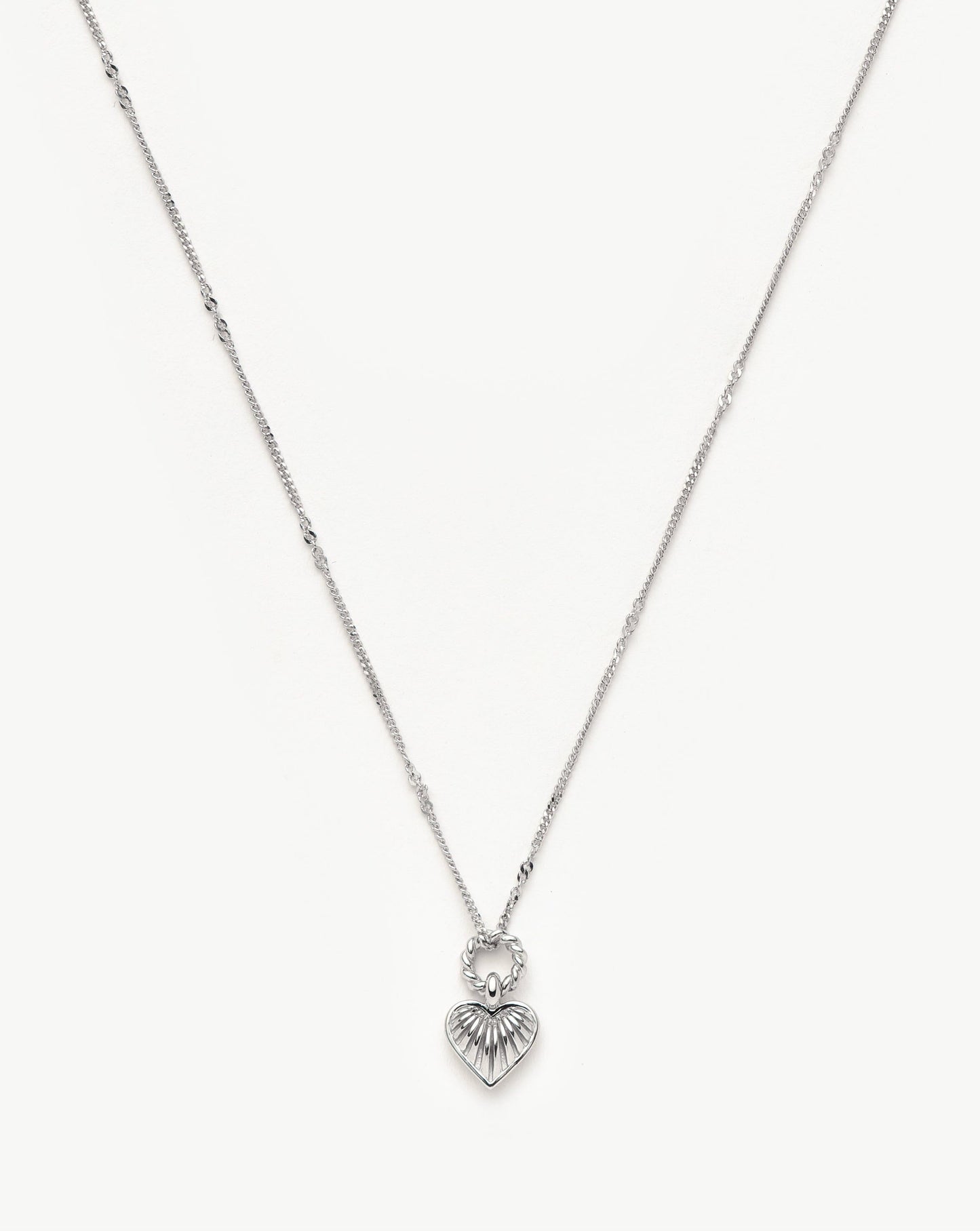 Sterling Silver Mini Ridge Heart Pendant Necklace