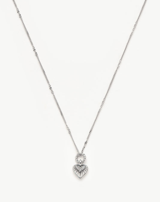 Sterling Silver Mini Ridge Heart Pendant Necklace