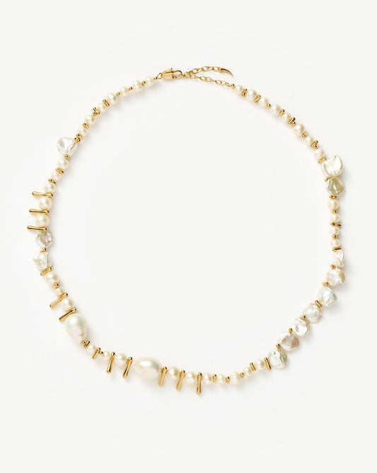 Mixed Pearl Beaded Necklace with Gold Plating