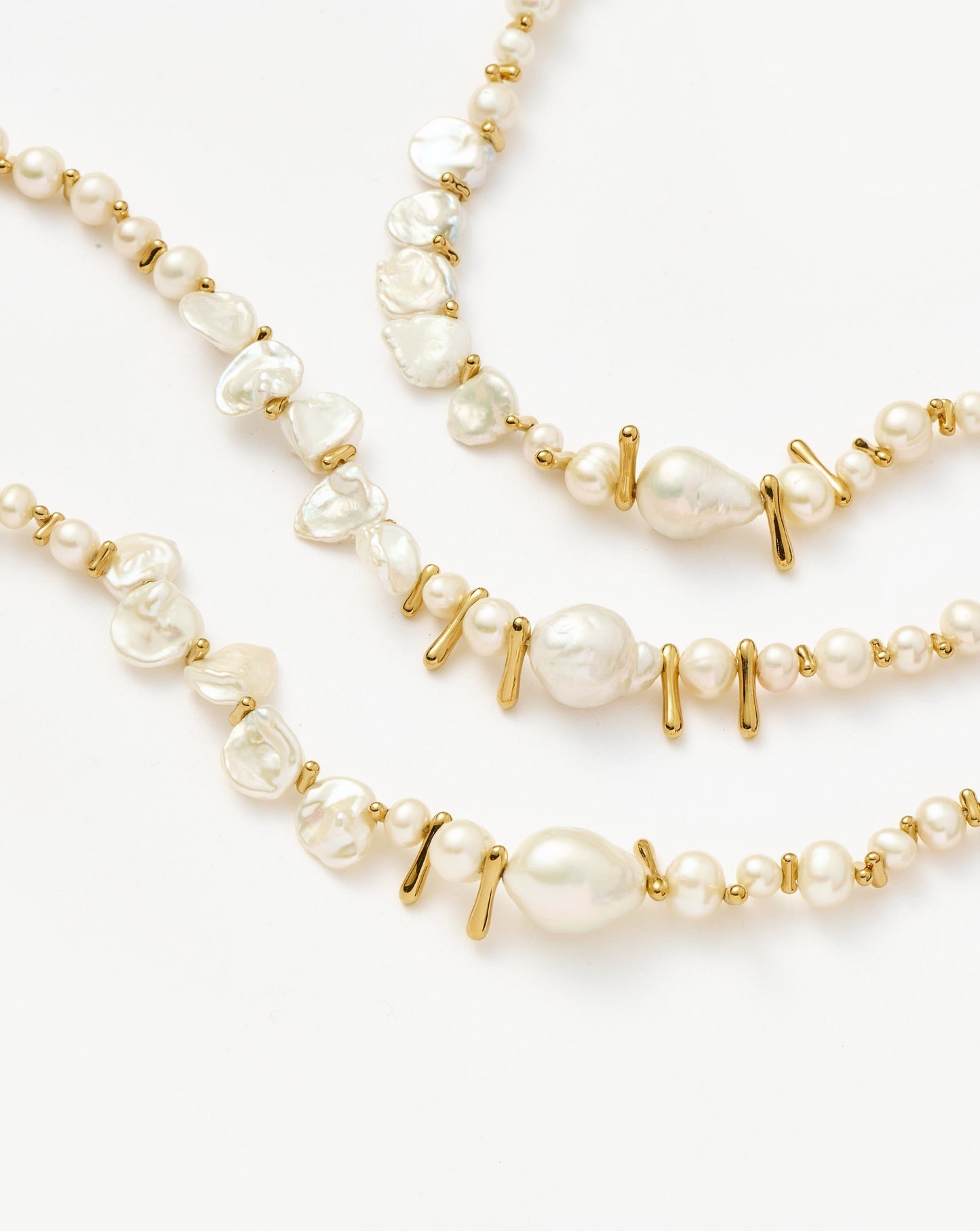 Mixed Pearl Beaded Necklace with Gold Plating