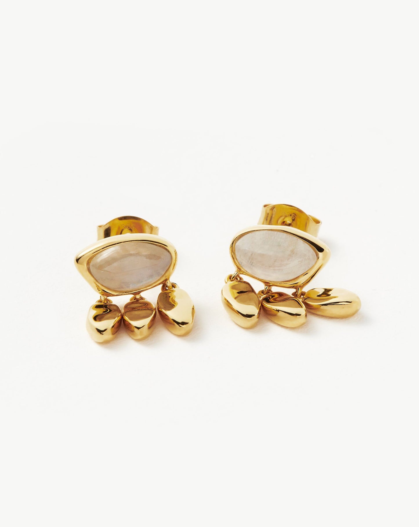 Rainbow Moonstone Stud Earrings in 18k Gold Vermeil