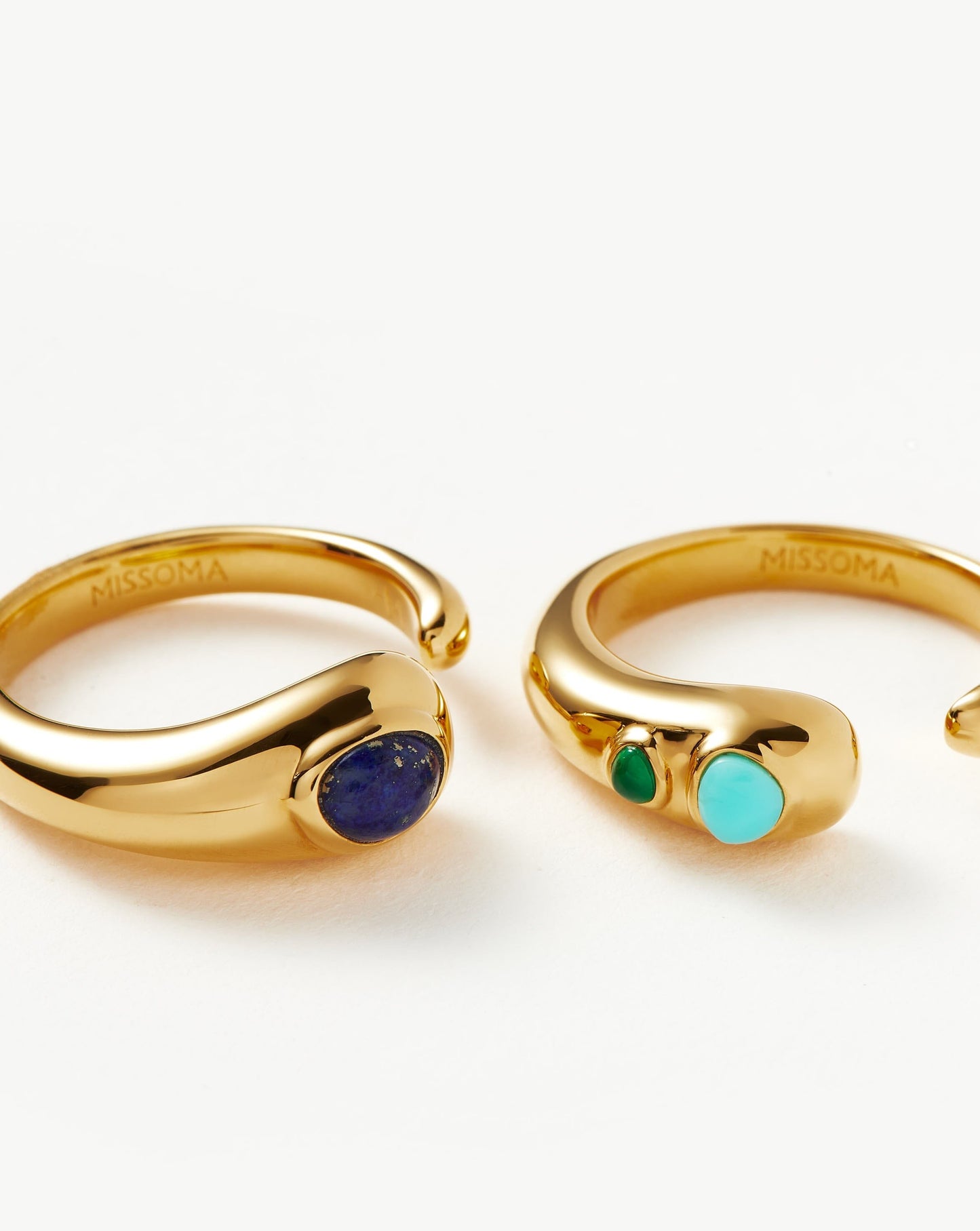 Double Stacking Ring Set in 18k Gold with Gemstones