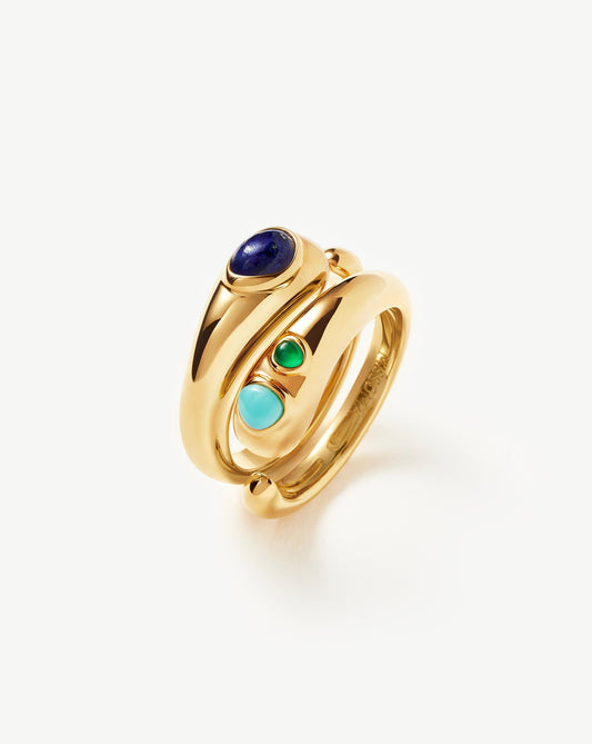 Double Stacking Ring Set in 18k Gold with Gemstones