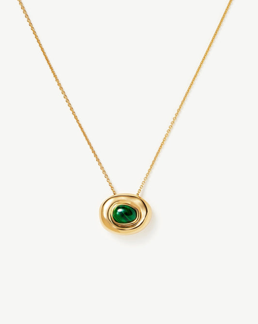 Malachite Doughnut Pendant Necklace in Gold Vermeil