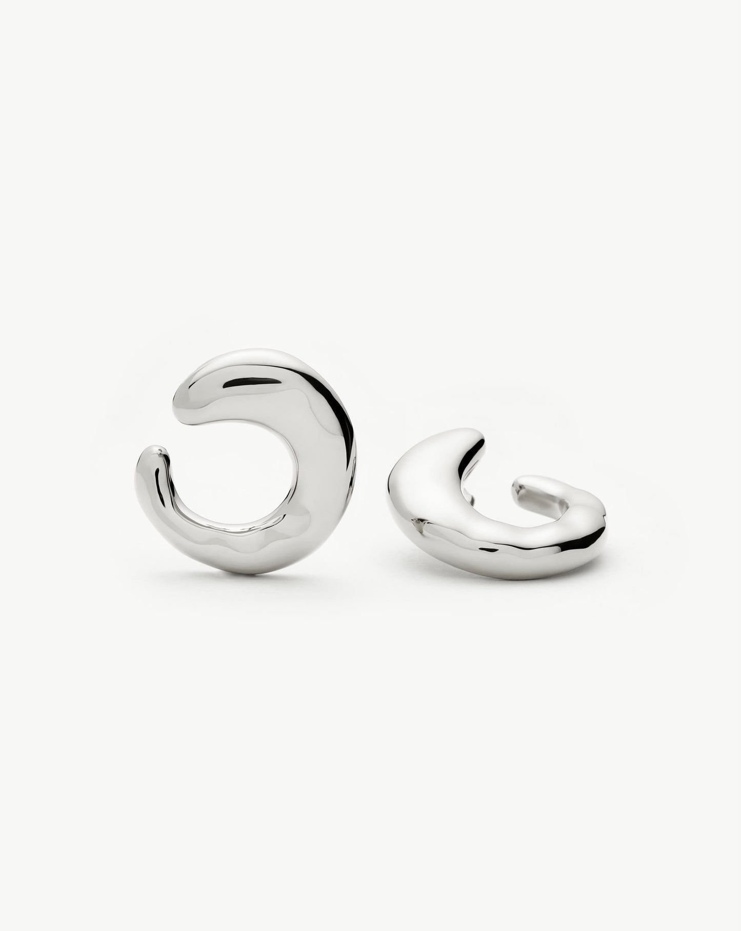 Large Open Stud Earrings in Silver Plated Design