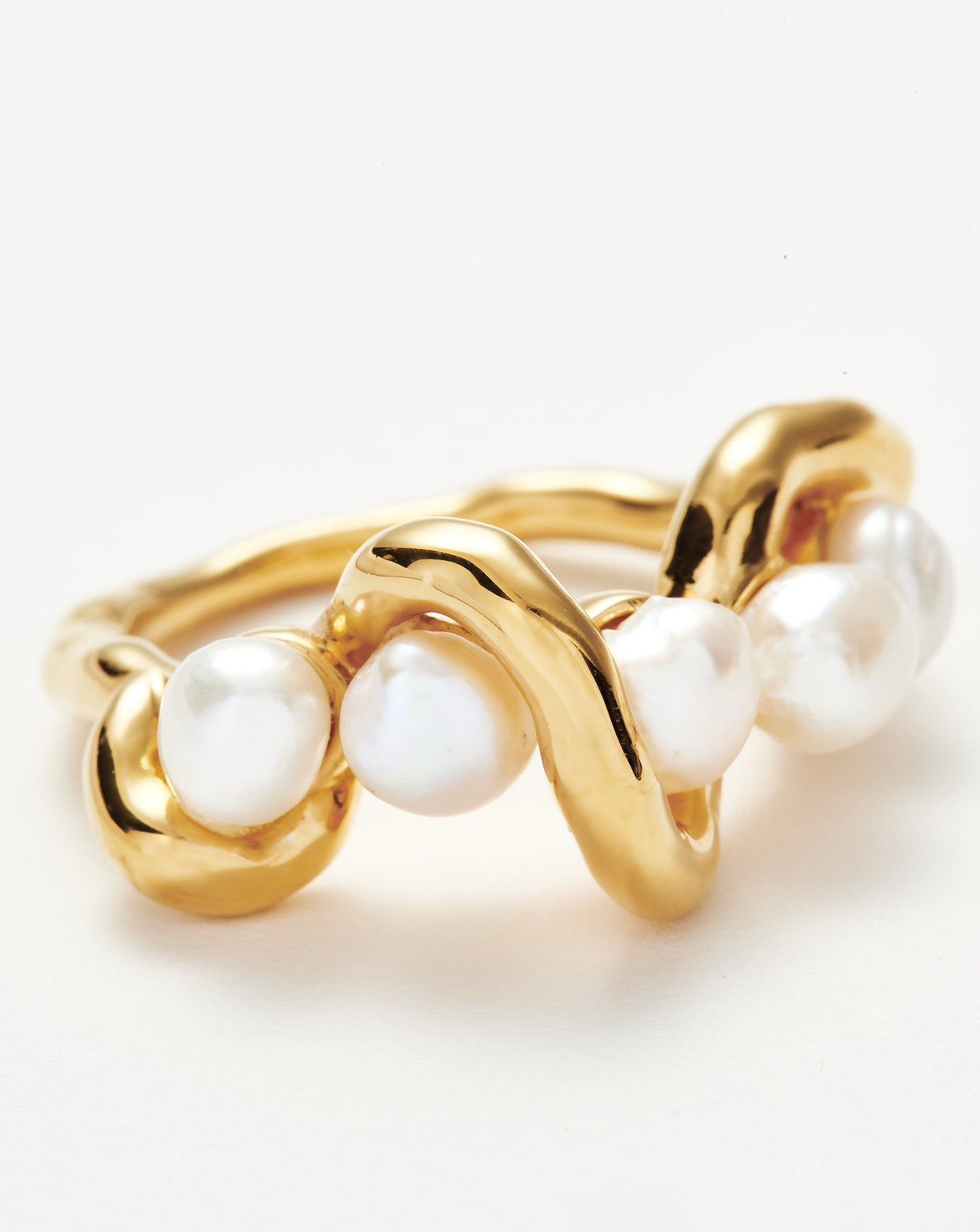 Twisted Stacking Ring in 18k Gold Vermeil and Pearl