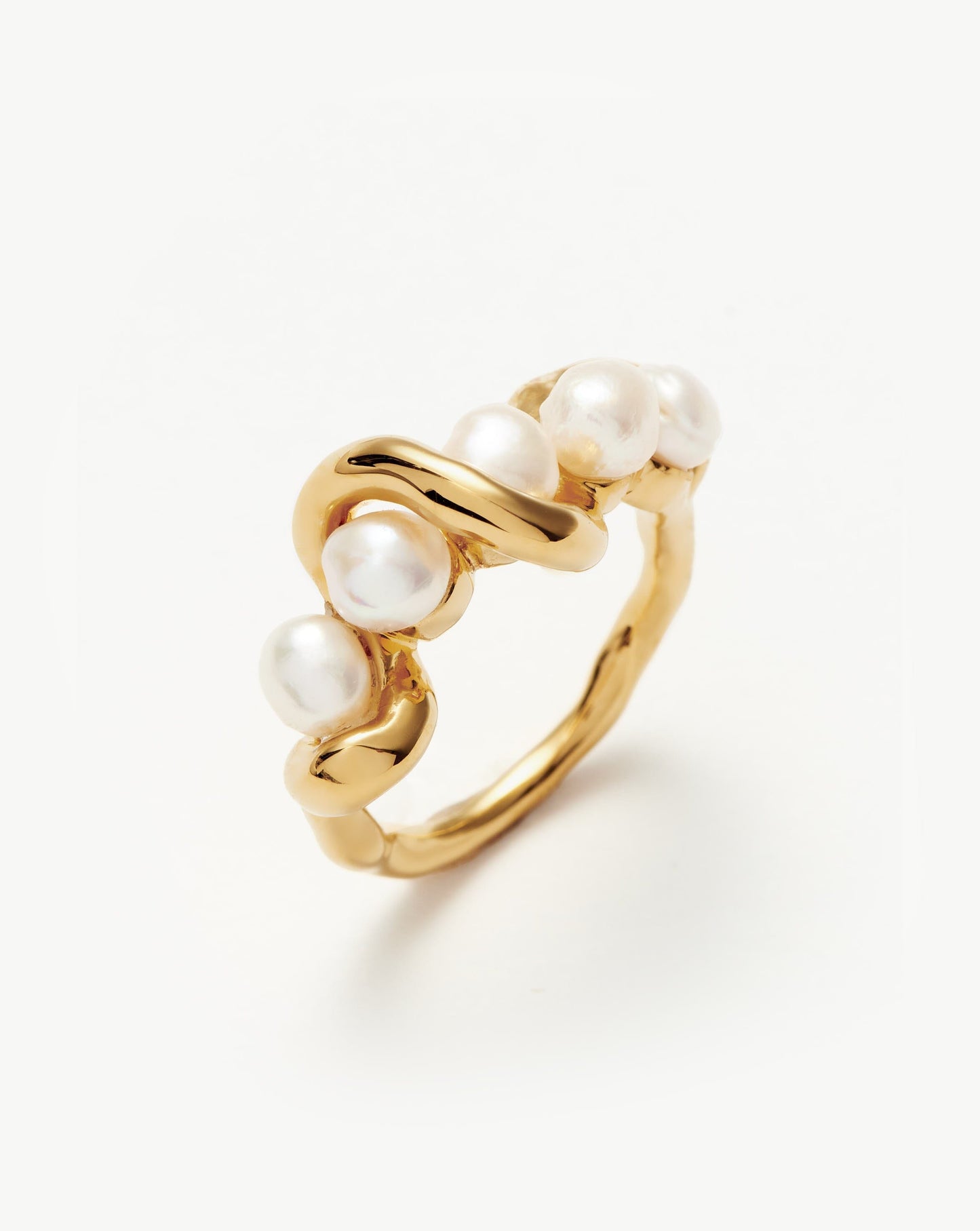 Twisted Stacking Ring in 18k Gold Vermeil and Pearl