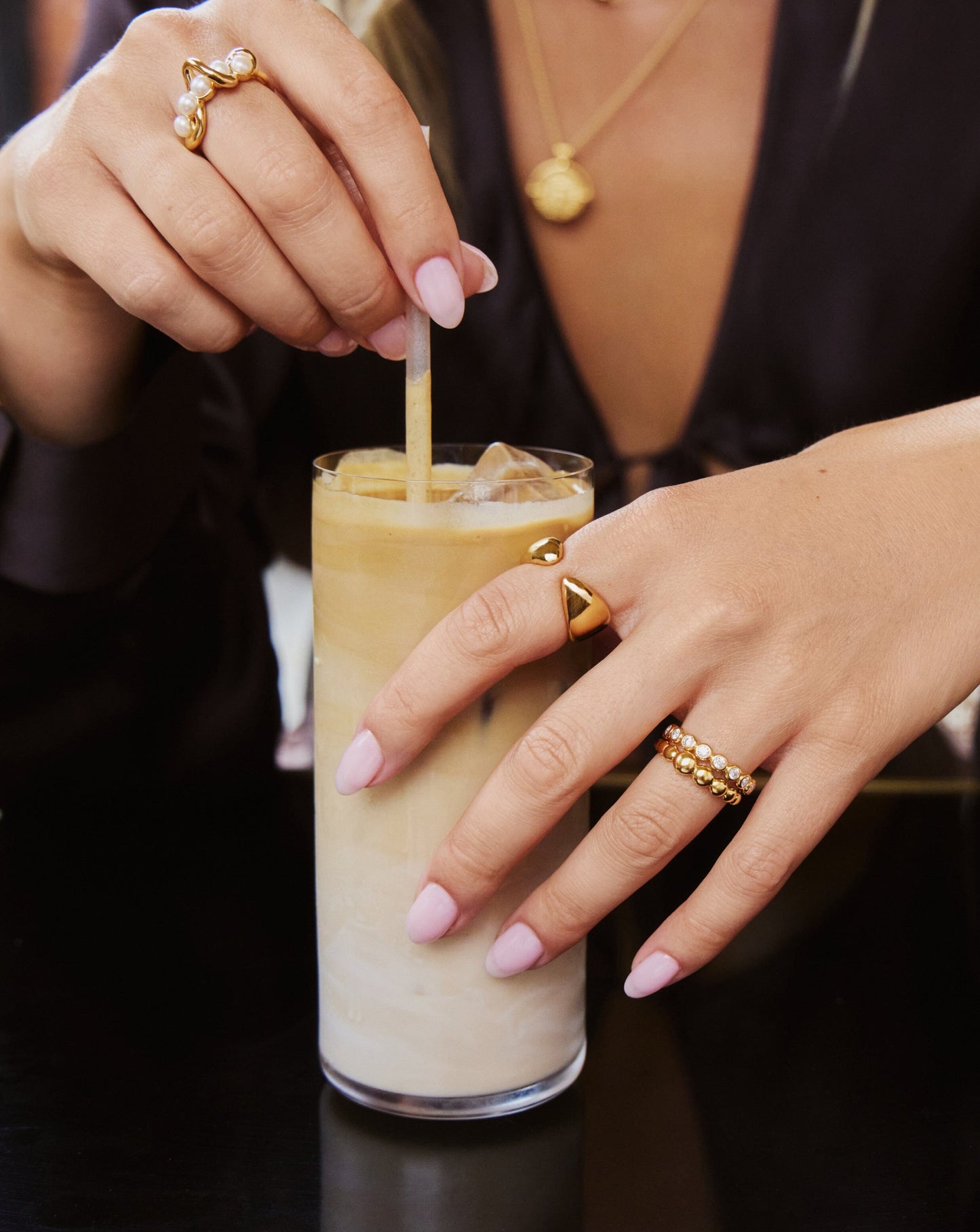 Twisted Stacking Ring in 18k Gold Vermeil and Pearl