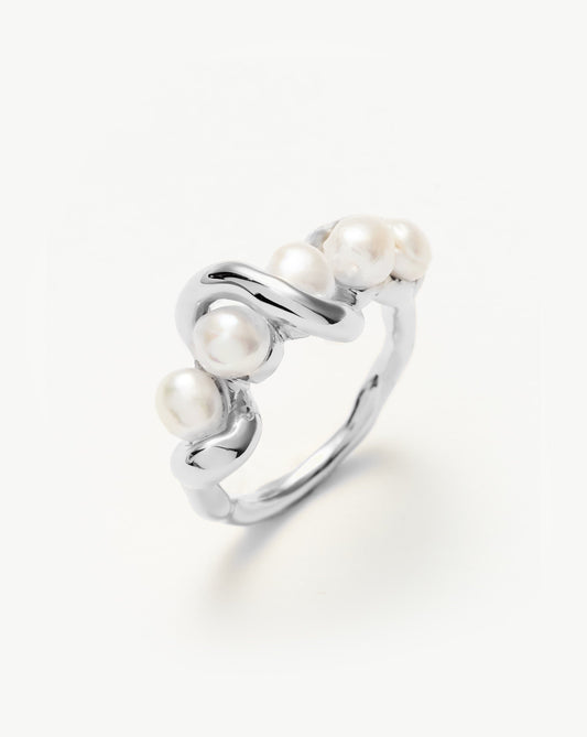 Twisted Stacking Ring with Molten Pearl Design