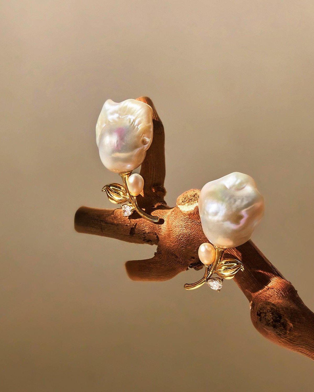 Elegant Pearl Earrings with Moonlit Rose Design