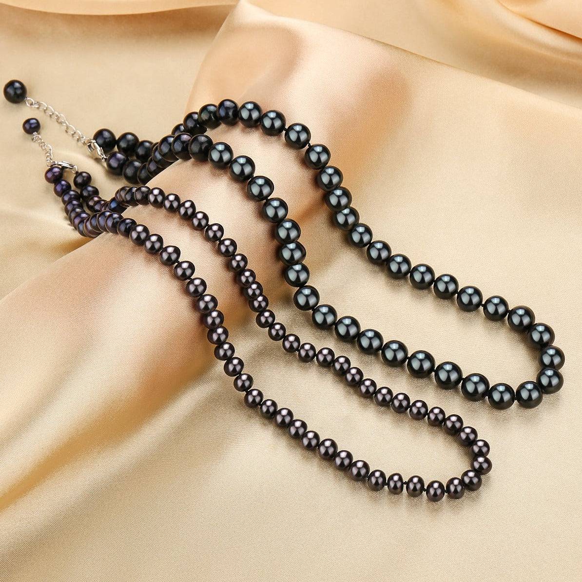 Dyed Black Pearl Necklace 10-11mm Versatile Design