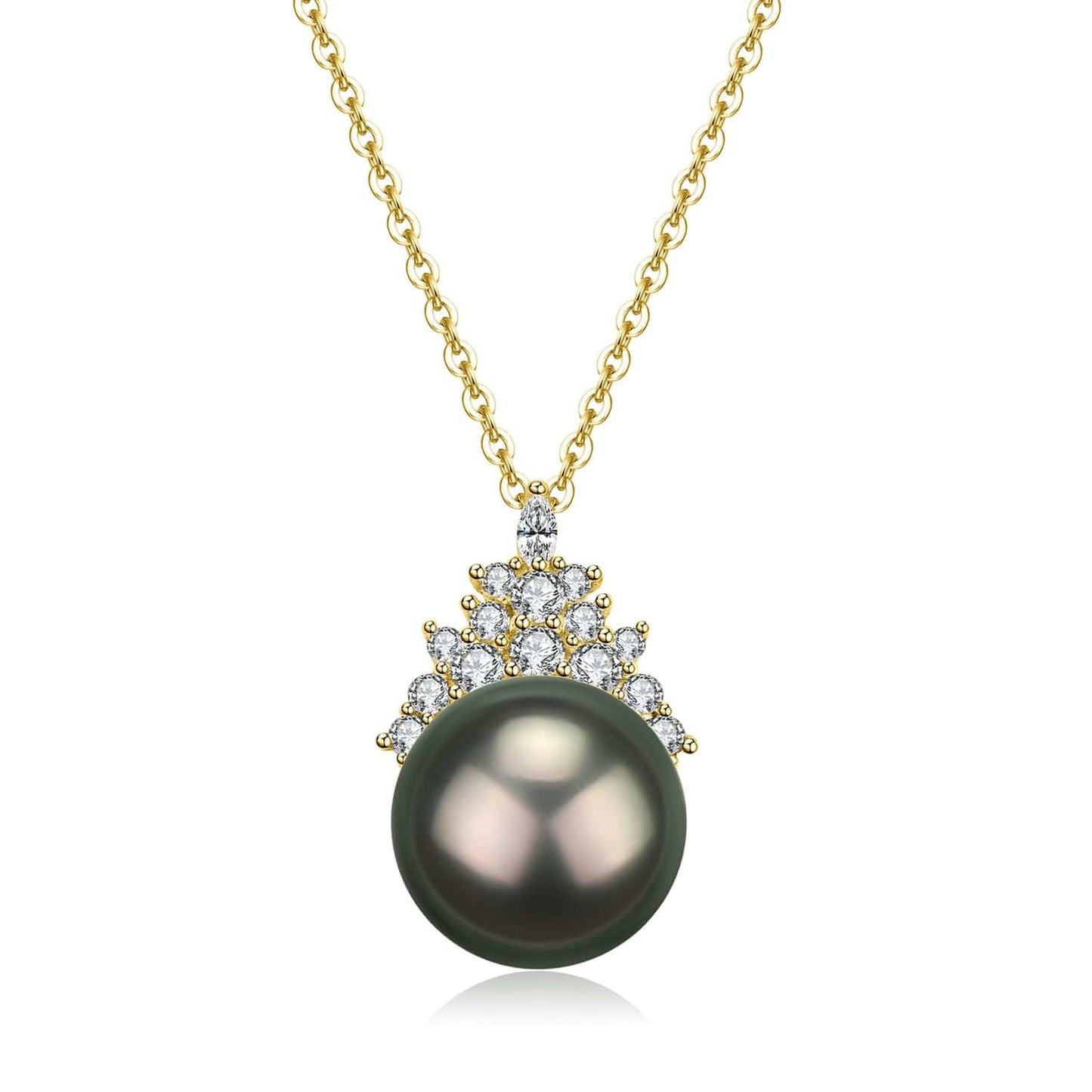 Tahitian Pearl and Queen Pendant Necklace 10-11mm