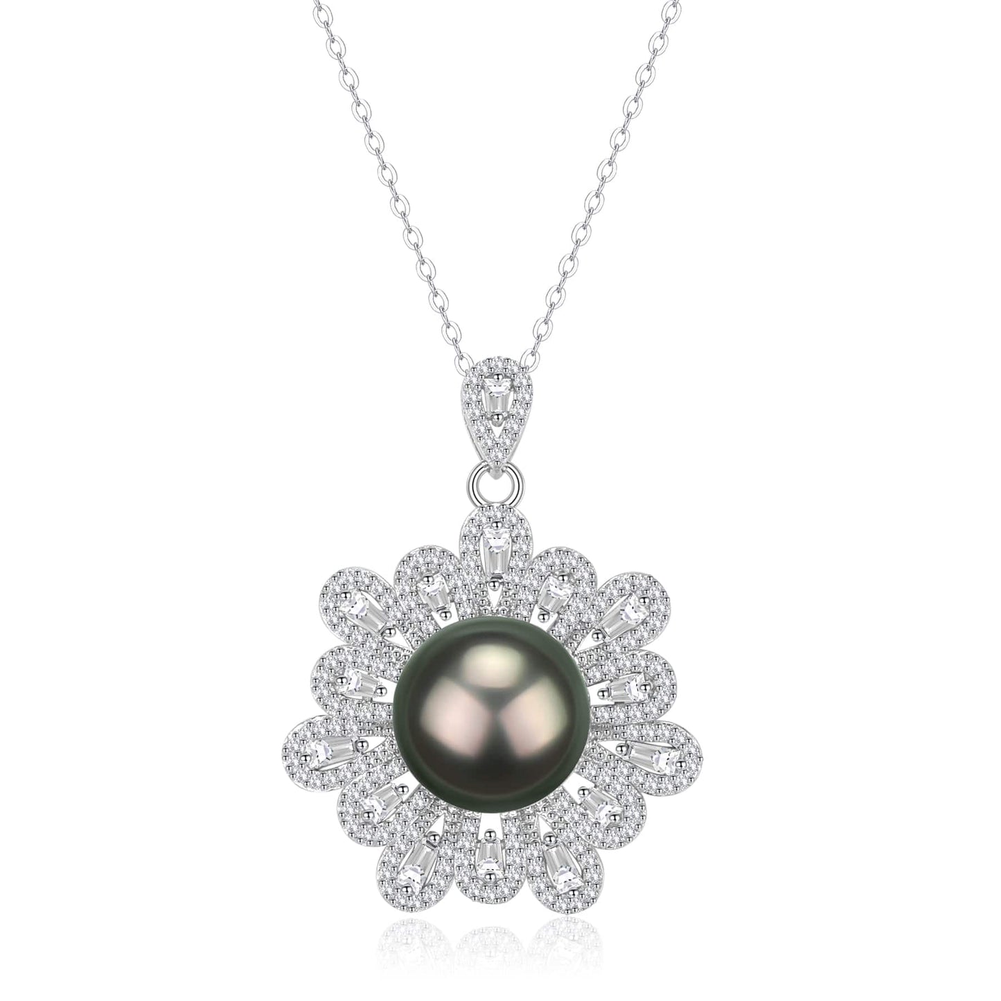 Tahitian Pearl Floral Design Pendant Necklace