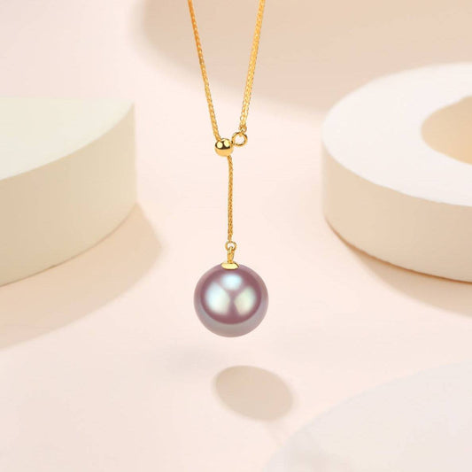 Purple Freshwater Pearl Y Shape Necklace 12-13mm