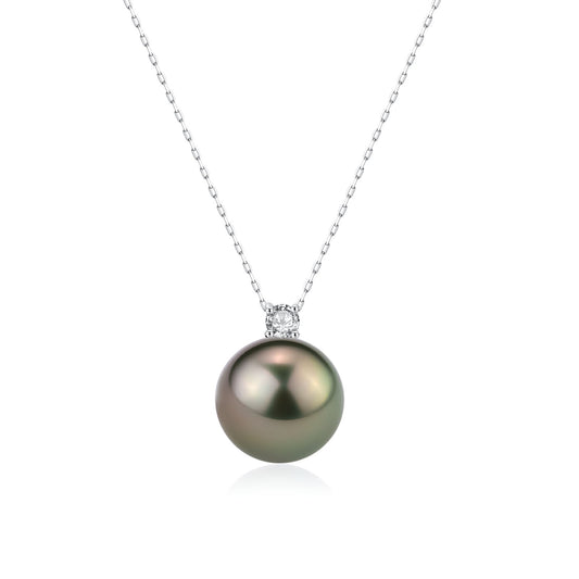 Tahitian Pearl and Diamond Pendant Necklace in 18K Gold