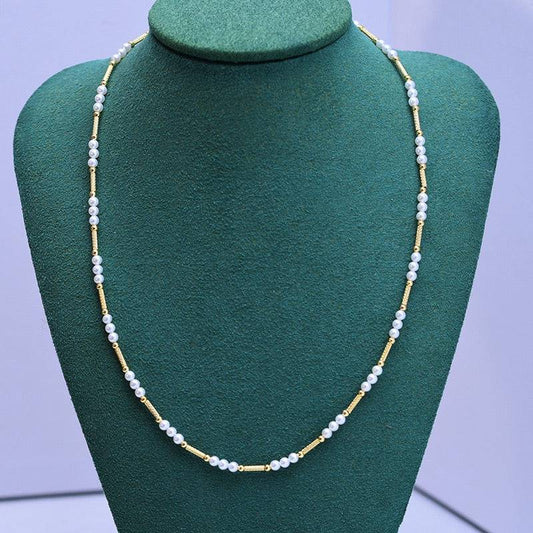 White Freshwater Pearl and Beaded Necklace Bracelet Set