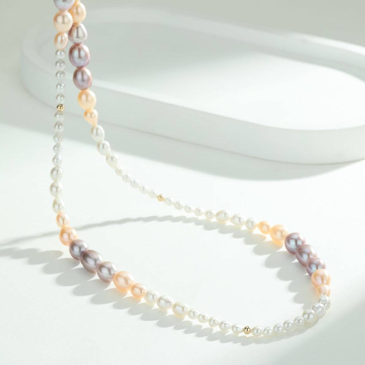 Long Necklace with Gradual Freshwater Pearl Beads