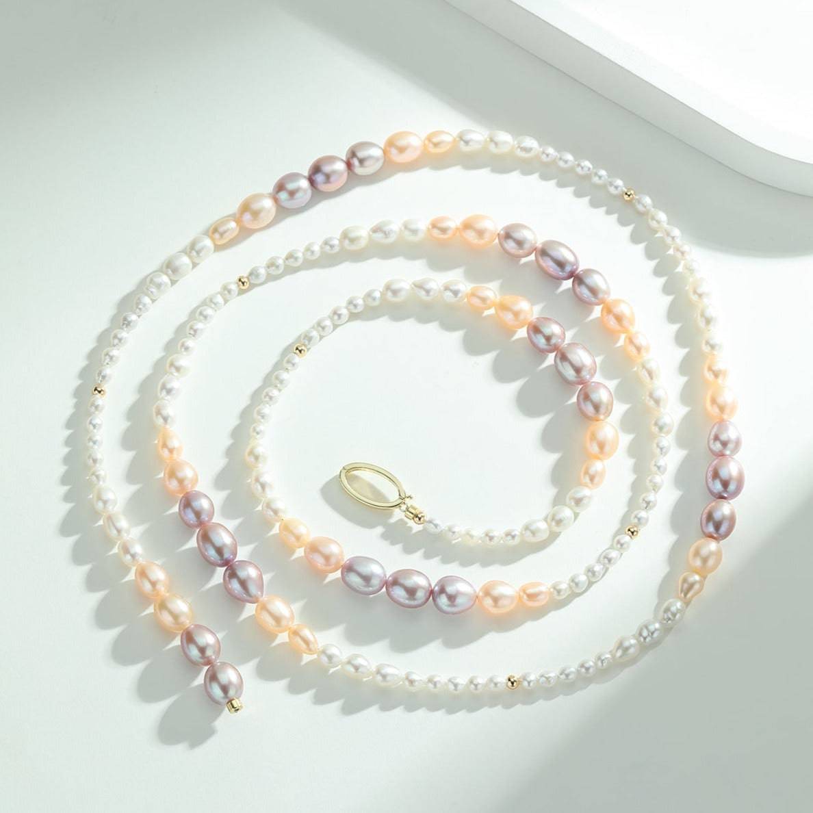 Long Necklace with Gradual Freshwater Pearl Beads