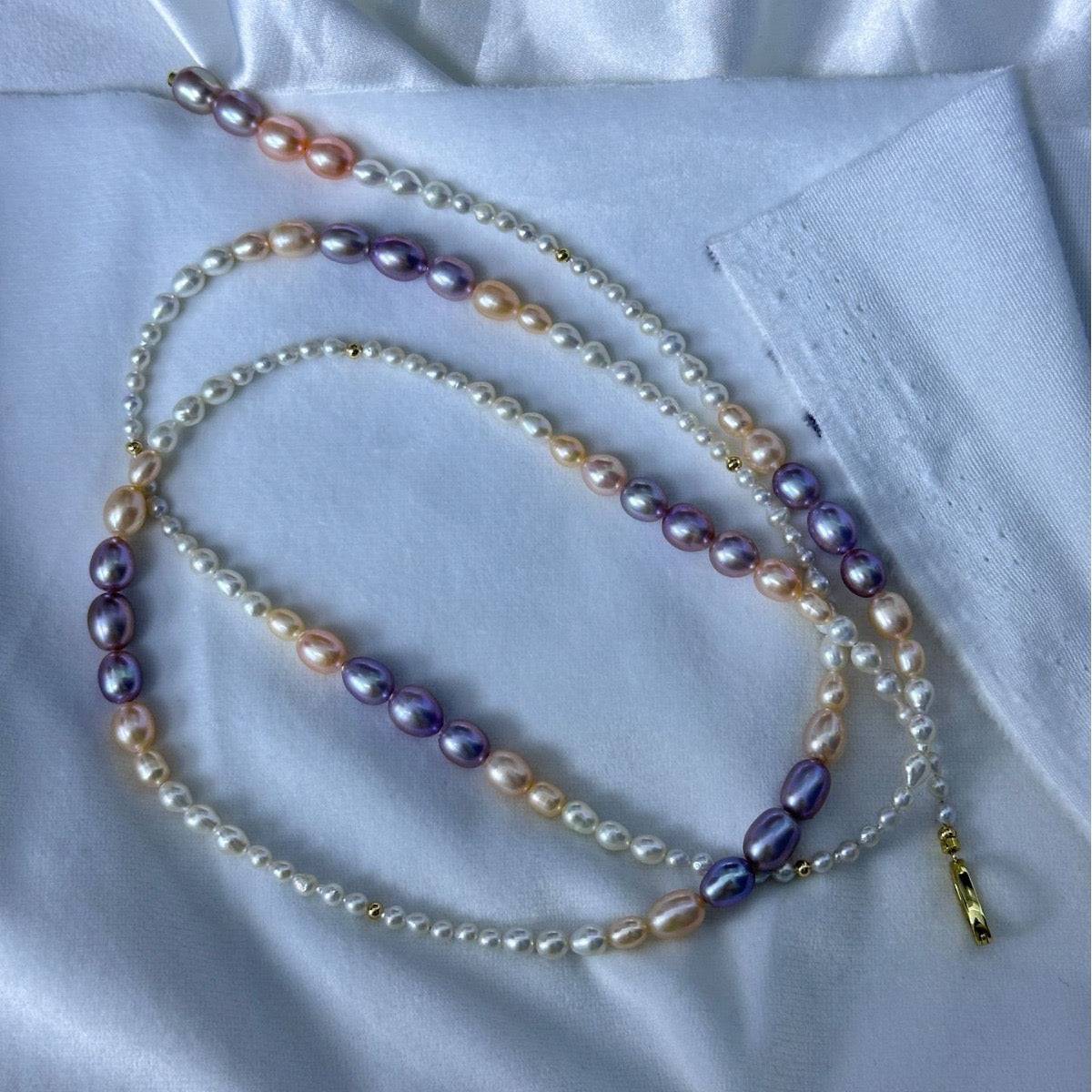 Long Necklace with Gradual Freshwater Pearl Beads