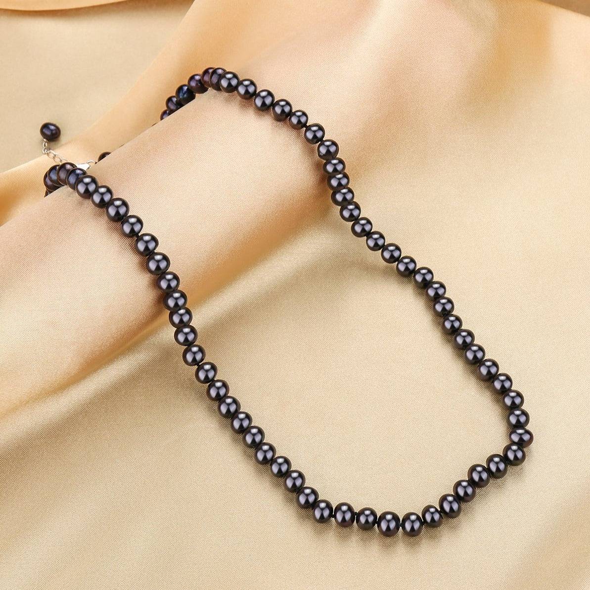 Dyed Black Pearl Necklace 6-7mm Versatile Design