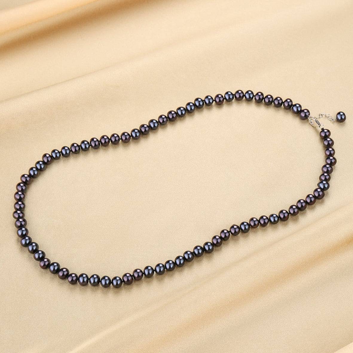 Dyed Black Pearl Necklace 6-7mm Versatile Design