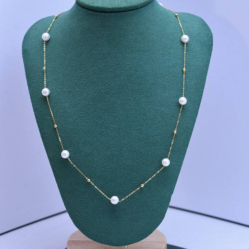 18k Gold Freshwater Pearl Necklace 6-7mm